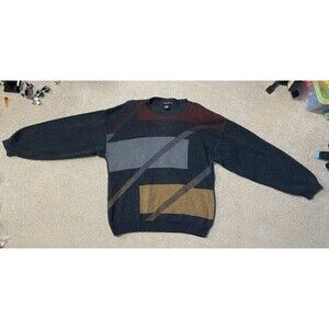 Vintage 90s Consensus Sportswear Colorblock Geometric Knit Sweater Size L